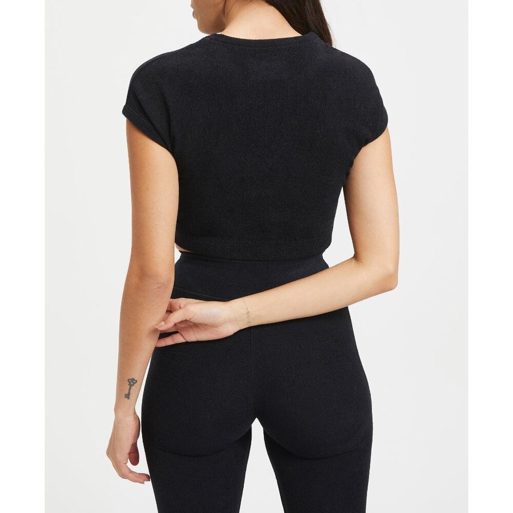 Good American Terry Crop Tee Black NEW Size Large XL - Picture 2 of 14
